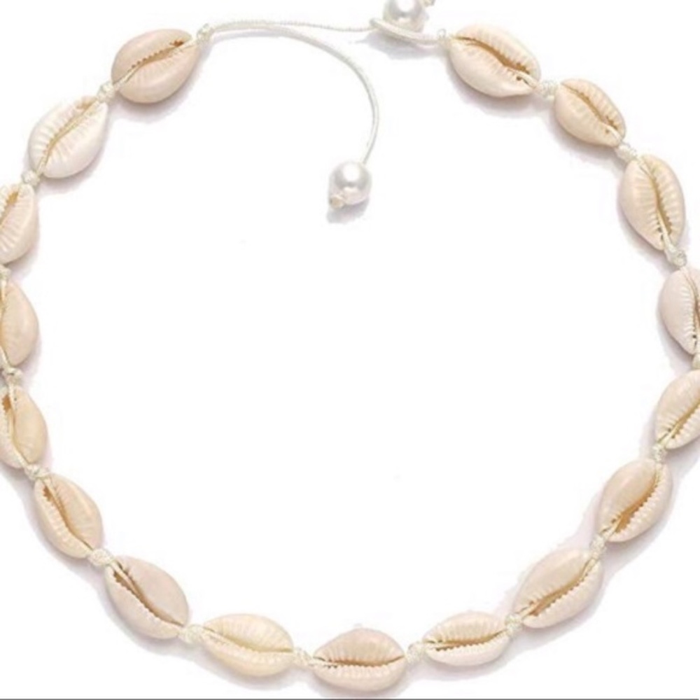 Cowrie Shell Necklace-Choker *Tan/White String*